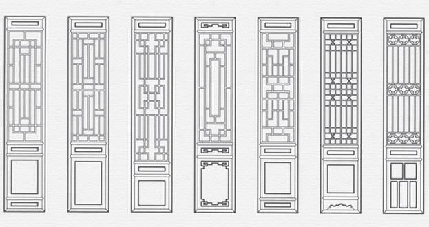 乌审常用中式仿古花窗图案隔断设计图